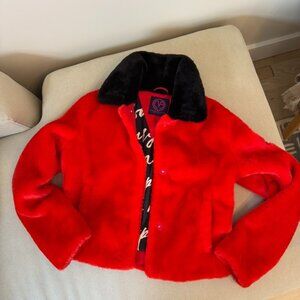 Faux Fur Red Jacket 100% sustainable